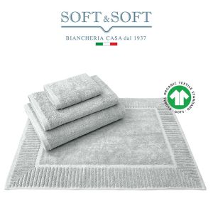 COTONE BIOLOGICO Set Biancheria Bagno Asciugamani e Tappetino 4 pz. 500 gr/m² - Biosoffy Grigio