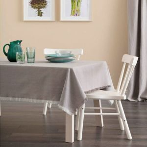 Tovaglia Chambray in cotone per 6 cm 145x185 con frange