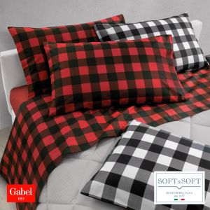 CHECK completo lenzuola PIAZZA E MEZZA puro cotone GABEL-Rosso