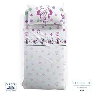 MINNIE ALLEGRA Completo Lenzuola Misura PIAZZA E MEZZA Disney CALEFFI