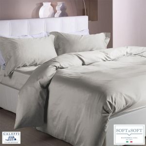 RASO completo copripiumino MATRIMONIALE raso di cotone CALEFFI-Argento