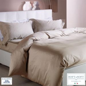 RASO completo copripiumino MATRIMONIALE raso di cotone CALEFFI-Sabbia