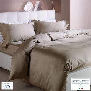 RASO completo copripiumino MATRIMONIALE raso di cotone CALEFFI-Tortora