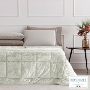 SIVIGLIA trapunta piumone MATRIMONIALE velluto 260x260-Bianco Panna