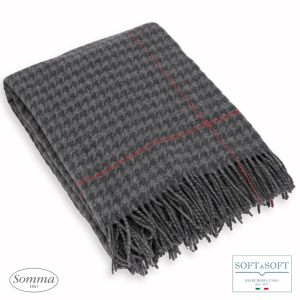 STANFORD plaid in Lana Merino Australiano 100% Somma cm 130x190-Grigio