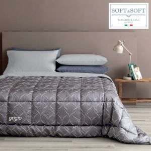 WAVE trapunta piumone matrimoniale invernale jacquard cm 260x260-Grigio