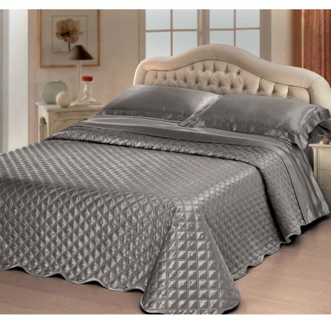 AFRODITE Completo Lenzuola Matrimoniale Raso GFFERRARI-Grigio