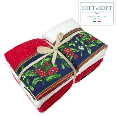 Holly Towel Set 2 + 2 in Pure Christmas Cotton