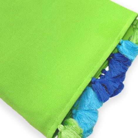 AMALFI Telo Mare in Microspugna di Puro Cotone con Nappine - 95x170 cm - Verde