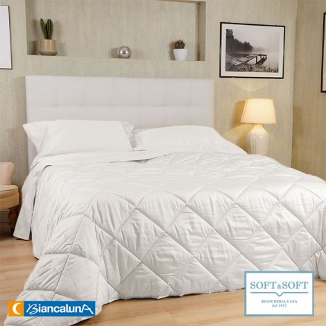 ANAIS Cotton Satin Quilt for BIANCALUNA Double Bed - White