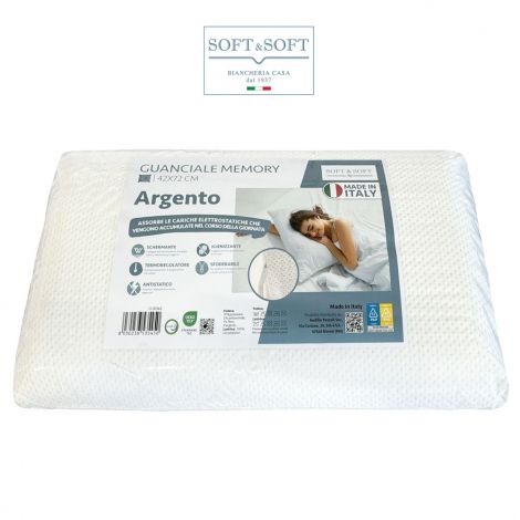ARGENTO memory bed pillow pillow 42x72 cm with silver fibre