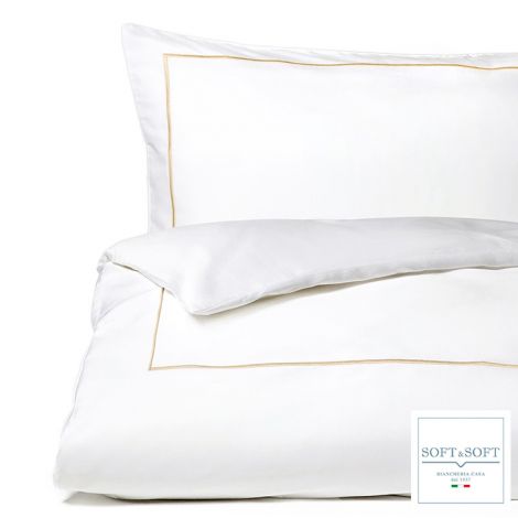 PERCALLE BACCHETTA pair of pillowcases 3 ruffles beige cordonetto