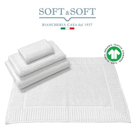 ORGANIC COTTON Bath Linen Set Towels and Mat 4 pcs. 500 gr / m² - White Biosoffy