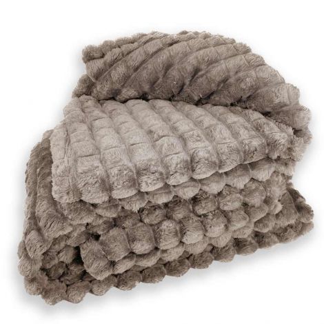 CAIRO coperta plaid caldissimo cm 200x150 pelliccia ecologica-Tortora
