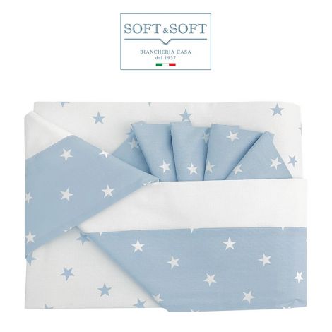 STELLINA F1 Embroidered Bed Sheets Set with Banks - Light Blue