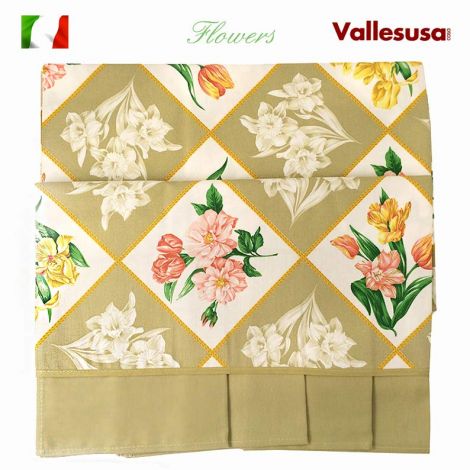 FLOWERS Table cloth with 8 napkin cm 150x220 524945