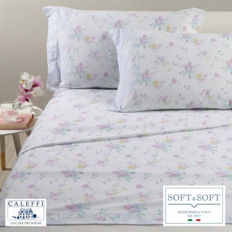 GIOIA sheet set for DOUBLE BED flannel by CALEFFI-Cielo