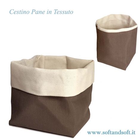 Cestino Porta Pane da tavola cotone Made in Italy Marrone cm 13x13x18