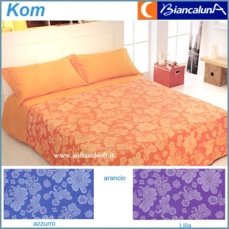 TRAMONTI KOM Pure Cotton Bed cover for double Bed by Biancaluna for summer