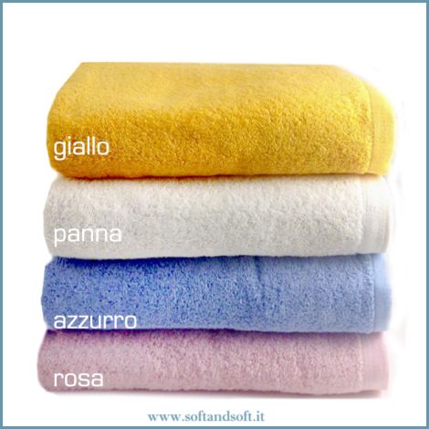 SOFFY Asciugamano Viso 60x100 cm rosa azzurro panna giallo gr.500/mq