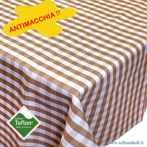 BORA Table cloth for 6 cm 140x180 check pattern no stain TEFLON - Dove