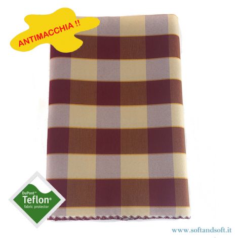 BORA Table cloth for 6 cm 140x180 check pattern no stain TEFLON bordeaux