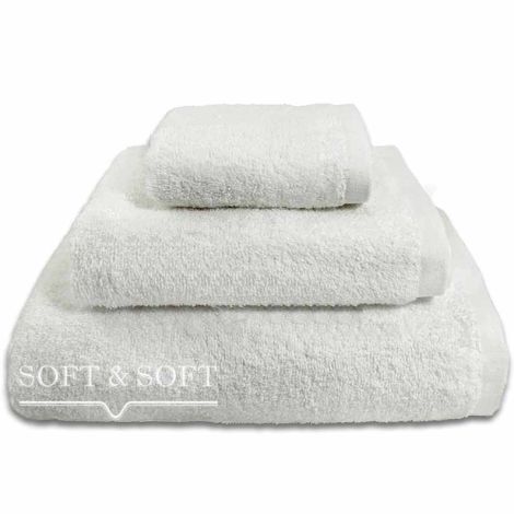 Telo da bagno in spugna di puro cotone bianca tinta unita. Perfetto per la doccia o la SPA