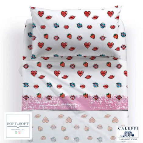 KISS sheet set for three-quarter bed by Caleffi