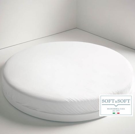 ROUND fitted Sheets for round bed with Elastic cm 230-White