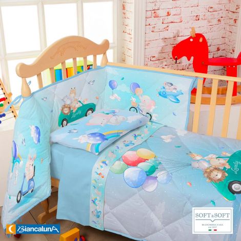 LEON Quilt and Cot Bumper with Banks Miss Terry BIANCALUNA