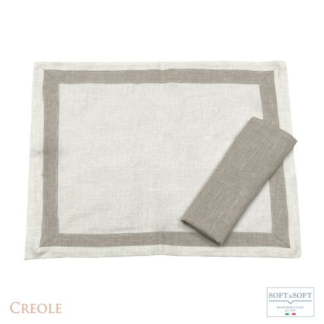 LINO American set in Pure Linen placemat+napkin-Cream