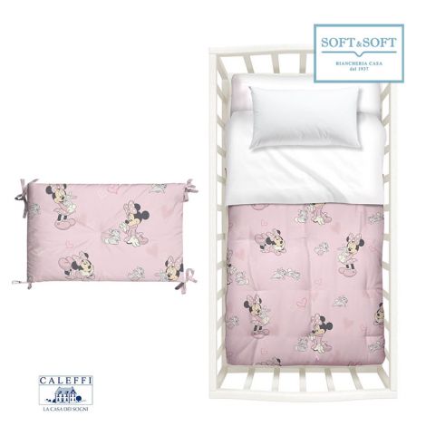 MINNIE AMICI winter quilt with bumper Disney cot by CALEFFI