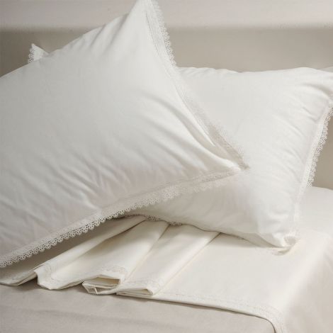 lenzuola letto matrimoniale bianco con pizzo stile country chic