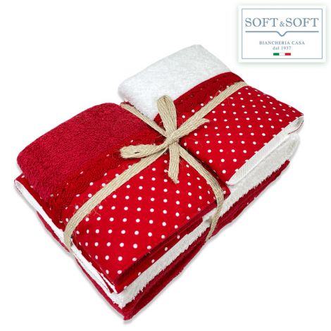 Piquet Towel Set 2 + 2 in pure cotton for Christmas
