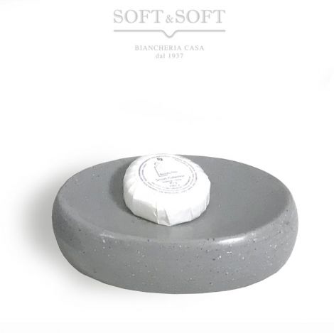 SAND porta saponetta ovale in ceramica grigio effetto pietra