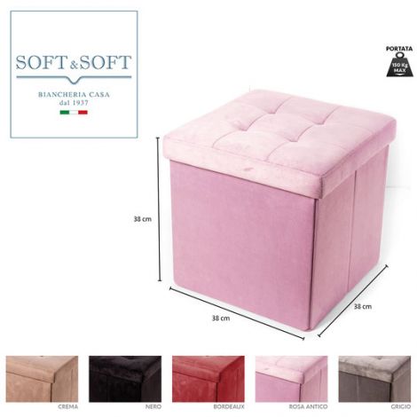 PUFF BOX in velvet folding stool footrest
