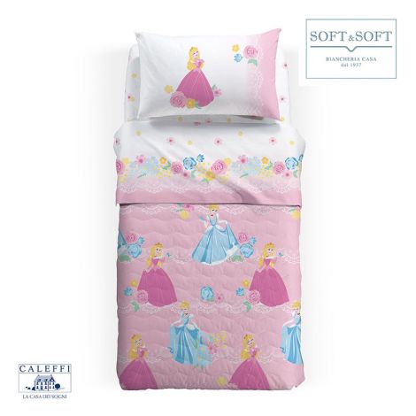 PRINCESS ROMANTIC Quilted Bedcover SINGLE Bed Size by Disney CALEFFI