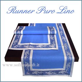 RUNNER Pure linen Blue