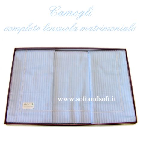 lenzuola per letto matrimoniale tessuto tinta unita effetto rigatino azzurro con lenzuolo sotto senza angoli piatto cm 240x300 Made in Italy