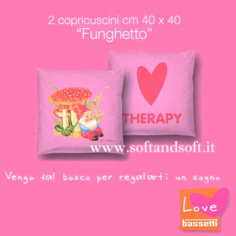BASSETTI LOVE Funghetto Coppia Copricuscini 40x40