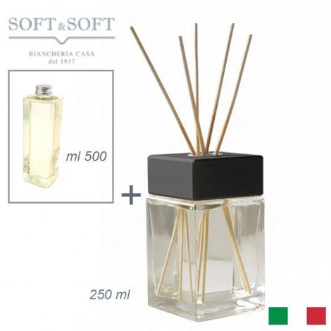 Diffusore aromi profumatore ambienti vetro e legno Nero ml 250 (con ricarica 500ml)