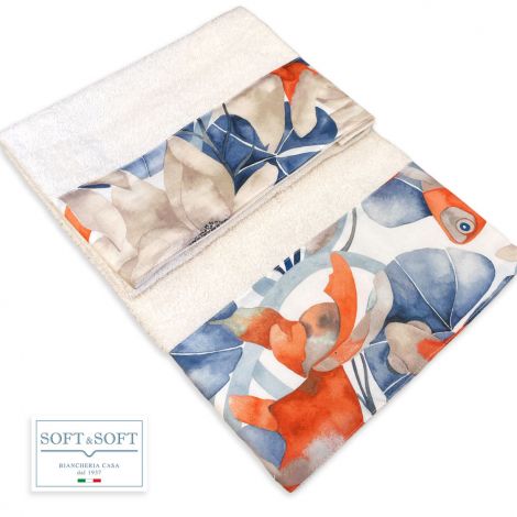 REEF set asciugamani 1+1 con balza applicata gr.420 mq-Panna