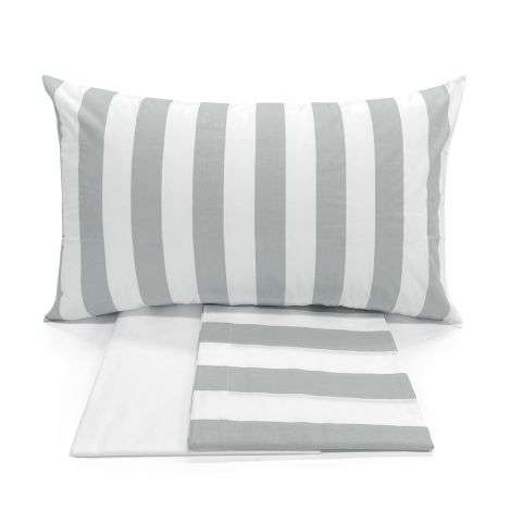 RIVER completo lenzuola per letto matrimoniale a Righe (lenzuolo/copriletto)-Grigio