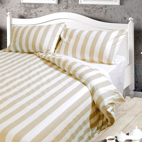 RIVER complete striped sheets/bedspread for single bed in Cotton-Rope