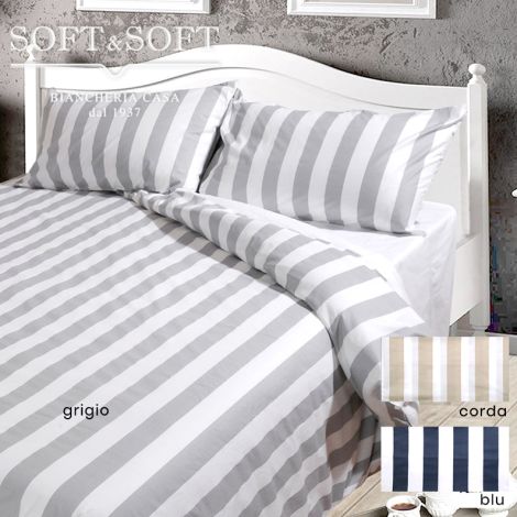 RIVER Striped Duvet Cover Parure DOUBLE Bed Size Pure Cotton