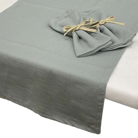RUNNER linen tablecloth with 2 napkins 140x45 cm - Grey