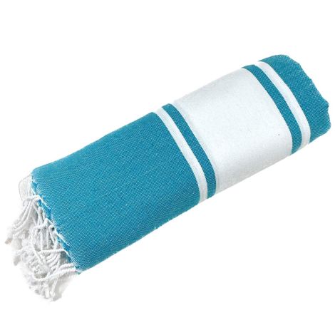 ST. TROPEZ telo mare fouta in cotone con frange cm 100x200 -Turchese
