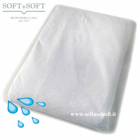 coprimaterasso impermeabile per letto singolo in spugna bianco, leggero e traspirante.