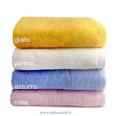SOFFY Asciugamano Telo 100x150 cm rosa azzurro panna giallo gr.500/mq