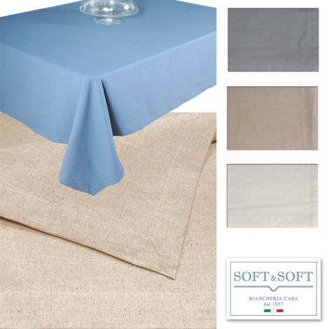 SOFT Linen blend 12 cm tablecloth 140x260 - Made in Italy